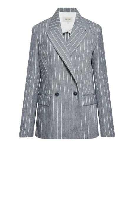 Gestreifter Leinen-Blazer