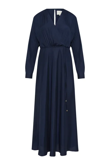 Dunkelblaue Seidenkleid