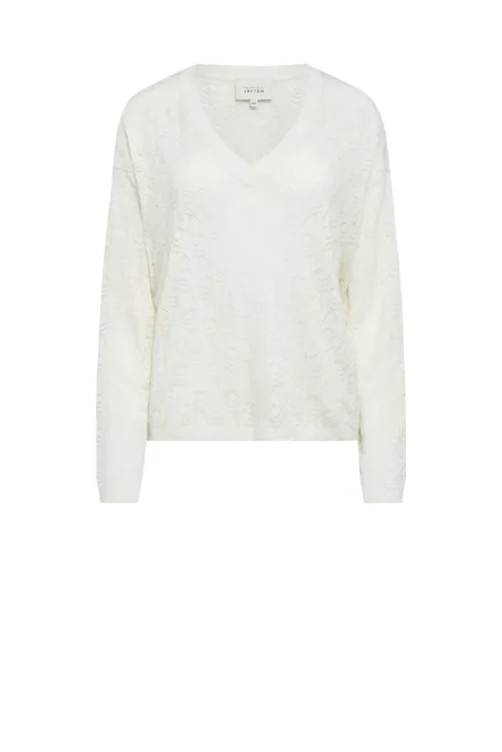 Cremige Bluse mit Seide und Kaschmir weiß