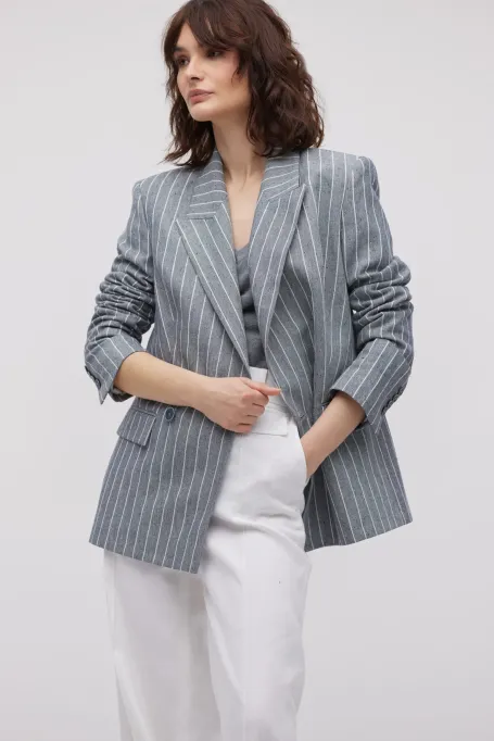 Gestreifter Leinen-Blazer
