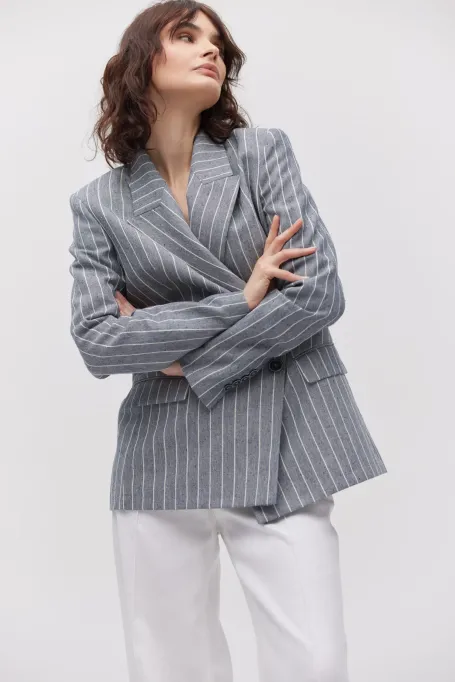 Gestreifter Leinen-Blazer
