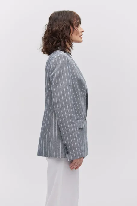Gestreifter Leinen-Blazer