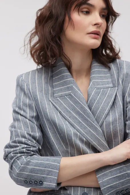 Gestreifter Leinen-Blazer
