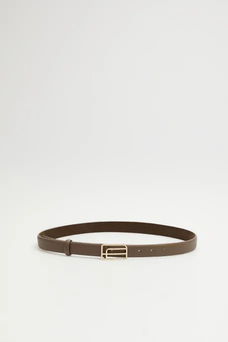 Leder Gürtel mit PA Logo Schnalle