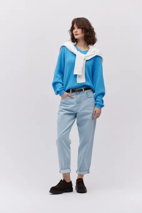 Pullover mit Seide und V-Ausschnitt