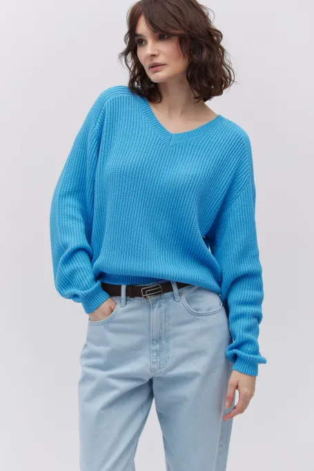 Pullover mit Seide und V-Ausschnitt
