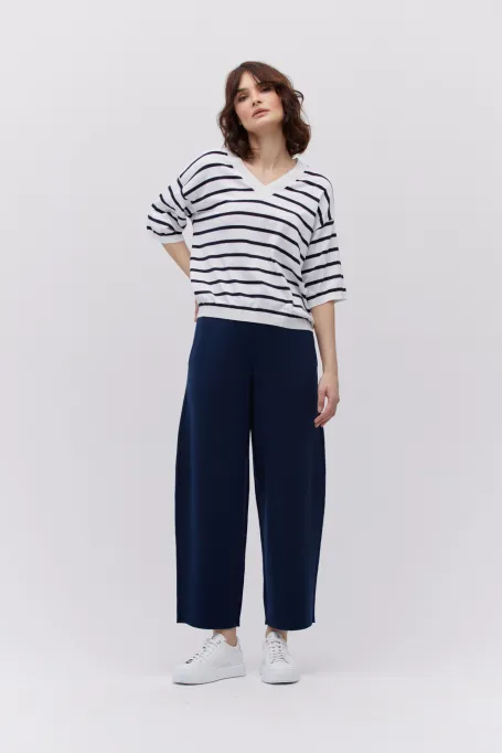 Gestreiftes T-Shirt mit Seide