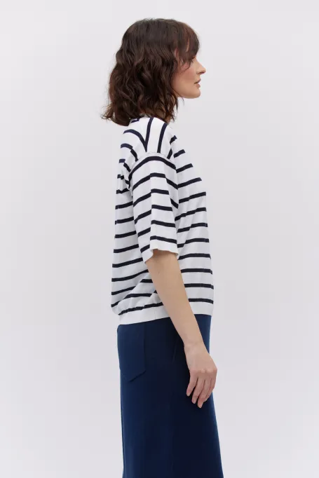 Gestreiftes T-Shirt mit Seide