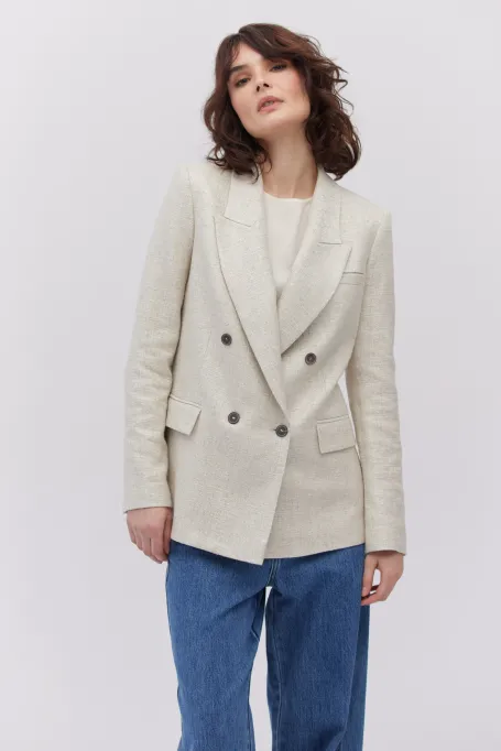 Beiger Leinenblazer beige