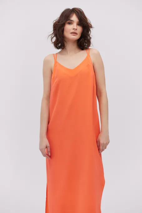 Midi-Seidenkleid rot