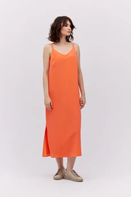 Midi-Seidenkleid rot