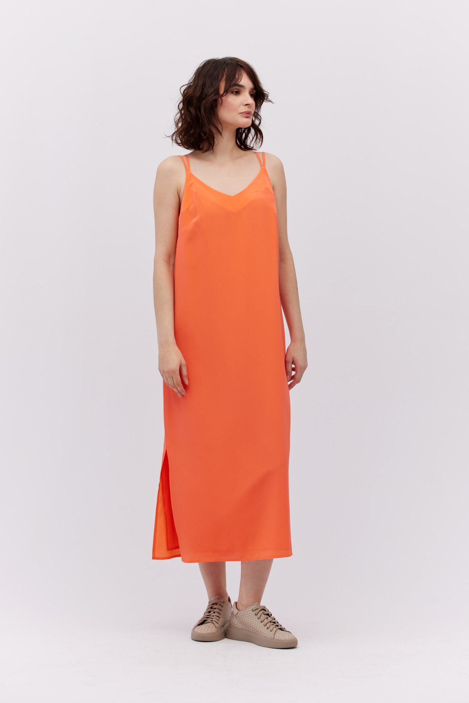 Midi-Seidenkleid