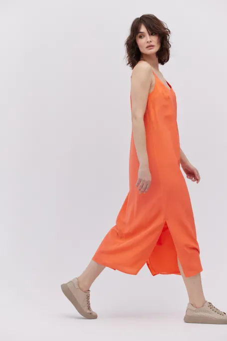 Midi-Seidenkleid rot