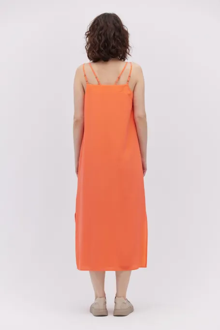 Midi-Seidenkleid rot