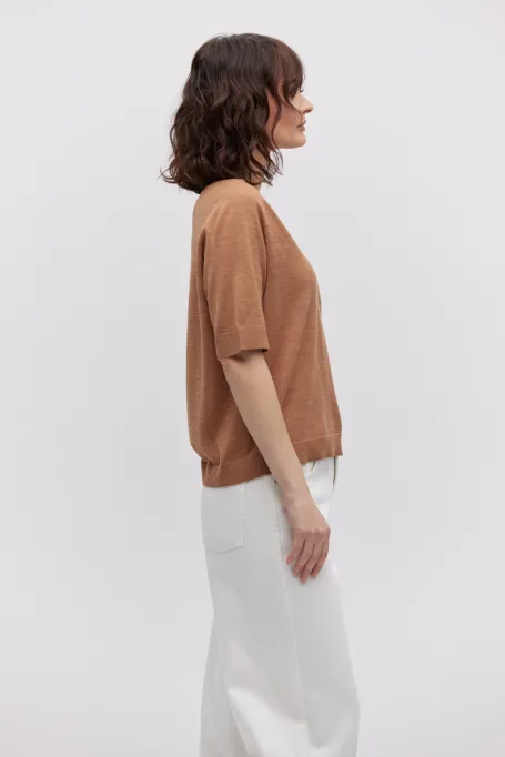 Merinowoll-Pullover mit V-Ausschnitt