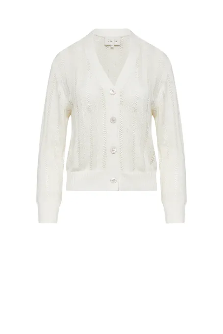 Weißer Leinenstrickjacke zum Knöpfen weiß