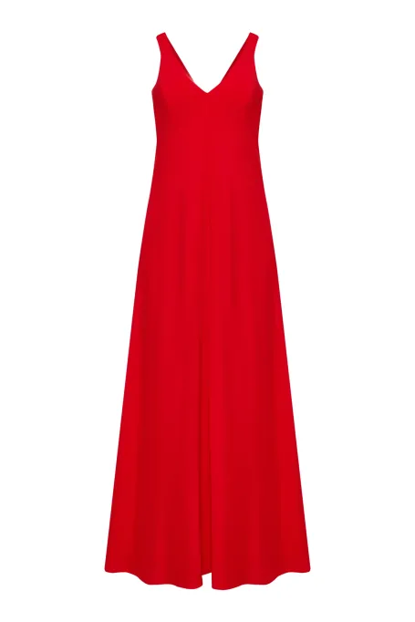 Rotes Maxi-Kleid aus Seide