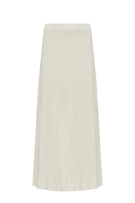 Langer plissierter Rock in Taupe beige