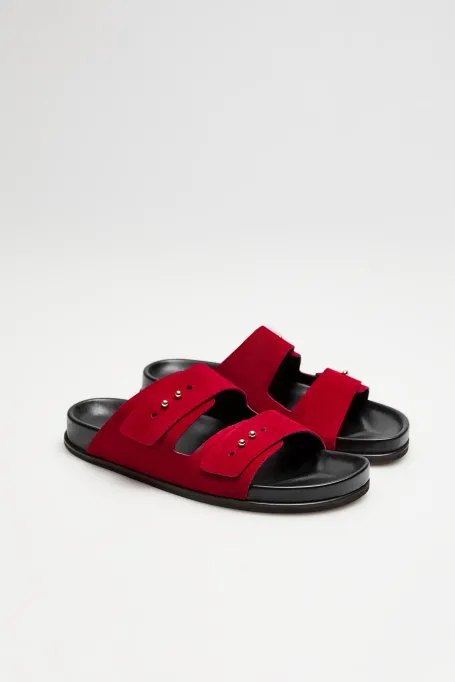 Lederslappen aus Wildleder rot