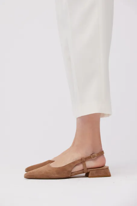 Beige Slingback-Schuhe mit offener Ferse