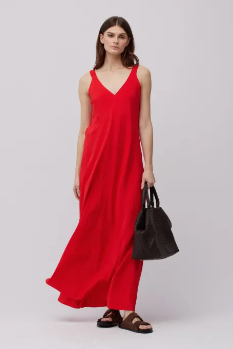 Rotes Maxi-Kleid aus Seide