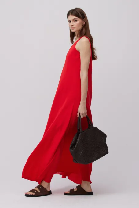 Rotes Maxi-Kleid aus Seide