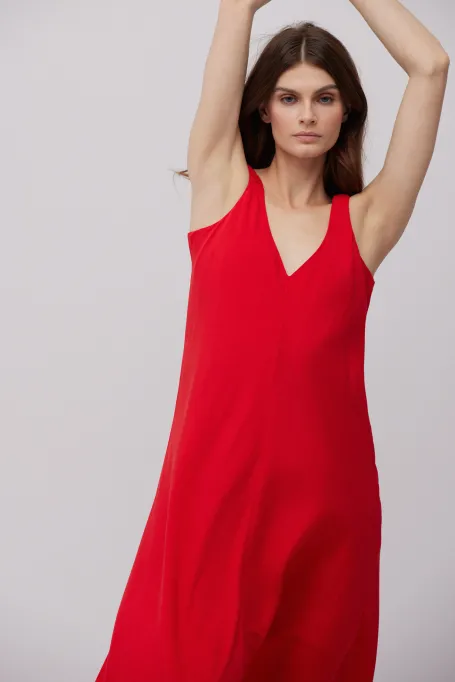 Rotes Maxi-Kleid aus Seide