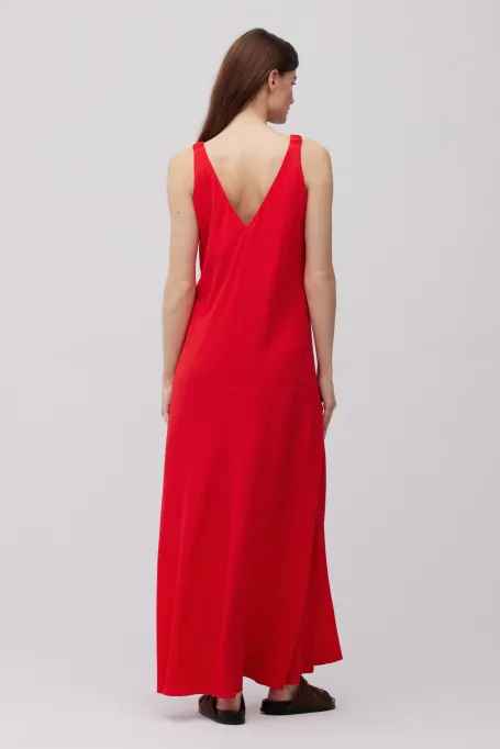 Rotes Maxi-Kleid aus Seide