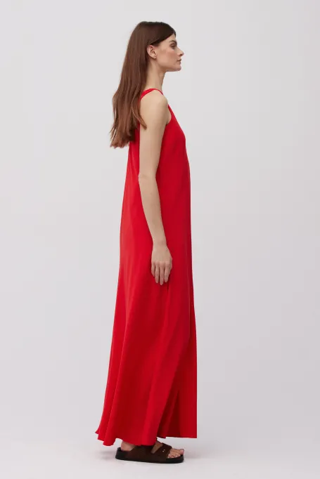 Rotes Maxi-Kleid aus Seide