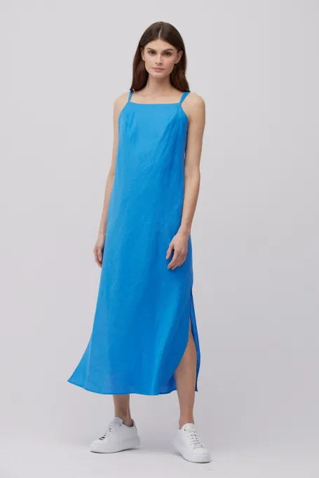Blaues Leinenkleid blau