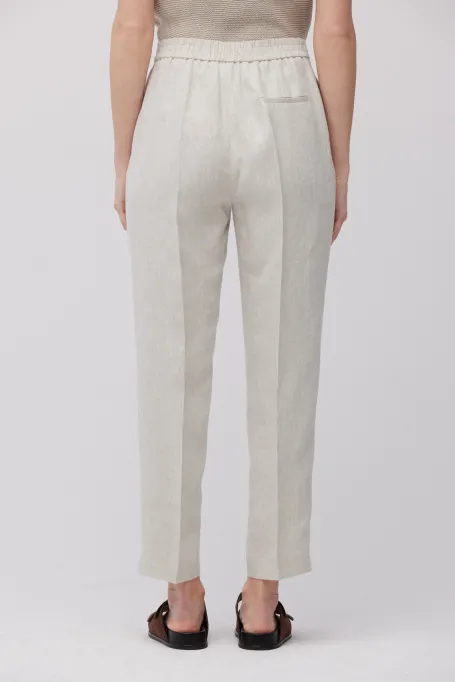 Beige Leinenhose zum Anzug