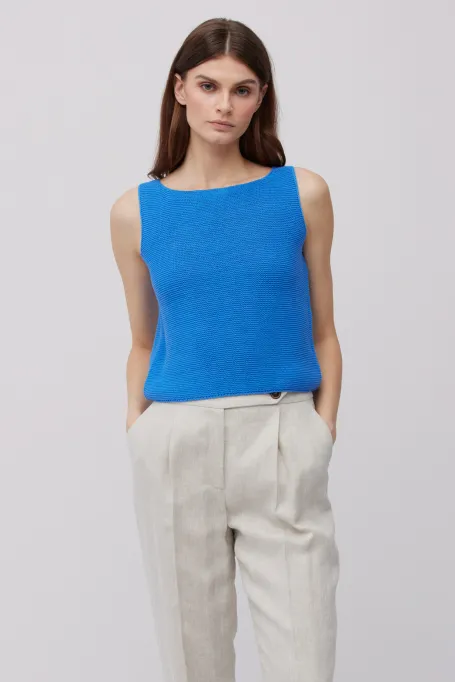 Blaue Bluse aus Leinen