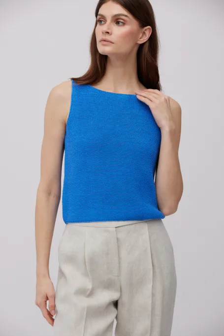 Blaue Bluse aus Leinen