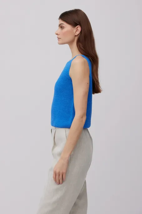 Blaue Bluse aus Leinen