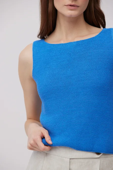 Blaue Bluse aus Leinen