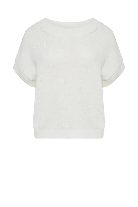 Weißes Leinenoberteil