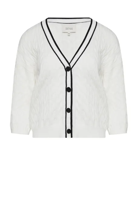 Weißer Cardigan mit Zopfmuster