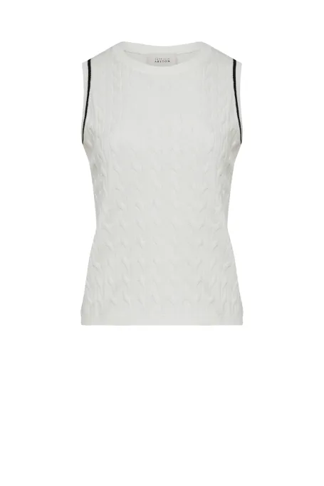 Weißes Top mit Zopfmuster