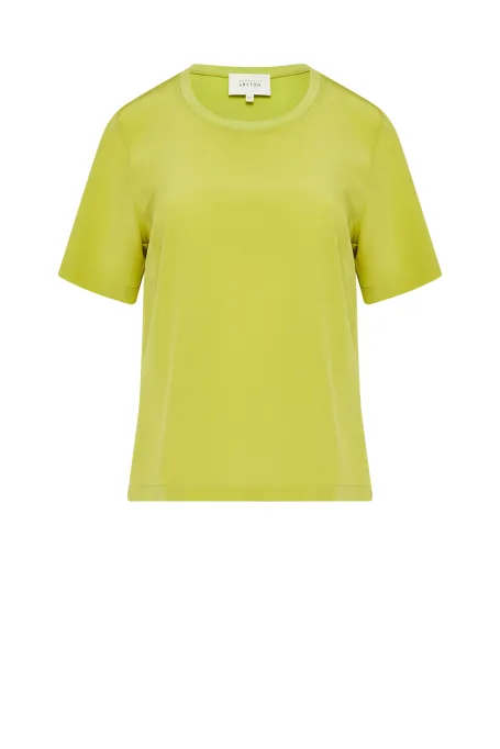 Seidige limegrüne Bluse Brigitte