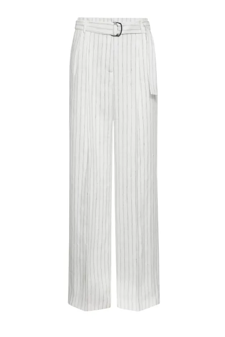 Weite Leinenhosen mit vertikalen Streifen muster