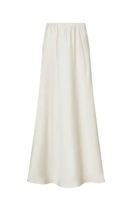 Langer beiger Rock mit Schlitzen