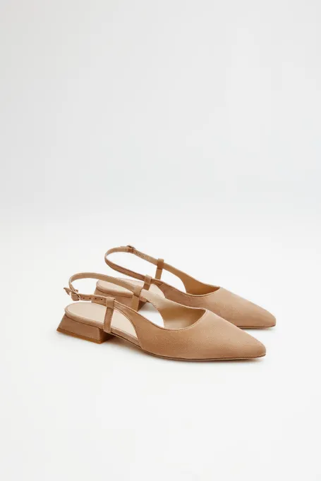 Beige Slingback-Schuhe mit offener Ferse
