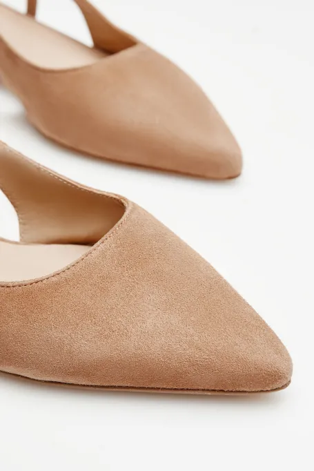 Beige Slingback-Schuhe mit offener Ferse