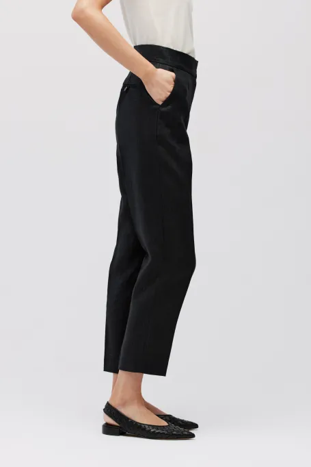 Schwarze Leinenanzughose