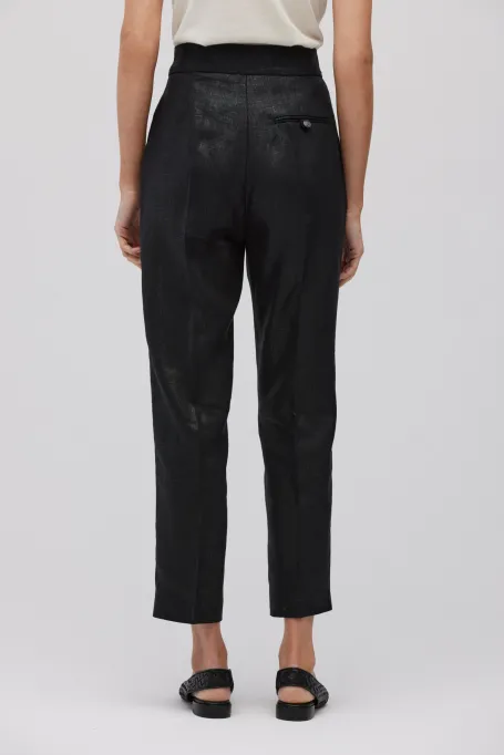 Schwarze Leinenanzughose