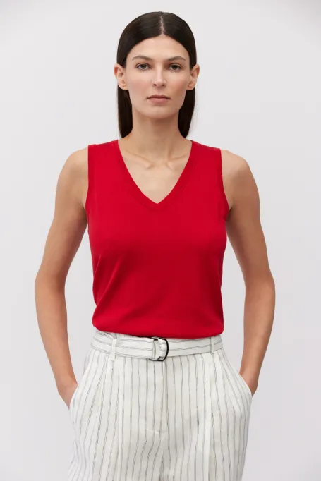 Rotes Top aus Baumwolle und Seide