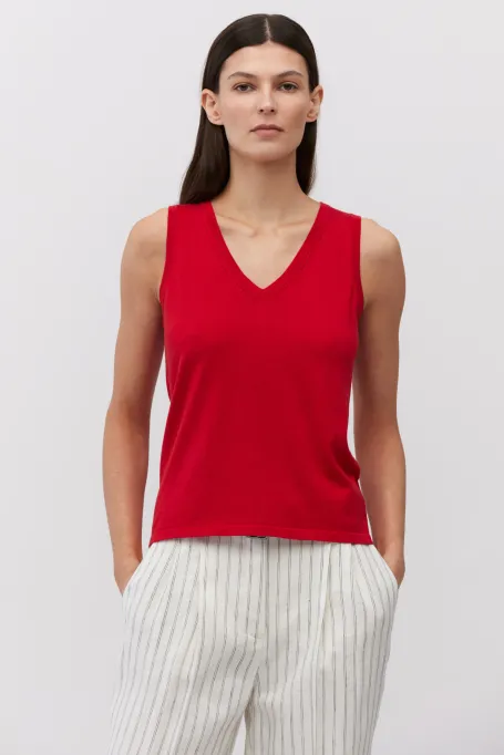 Rotes Top aus Baumwolle und Seide
