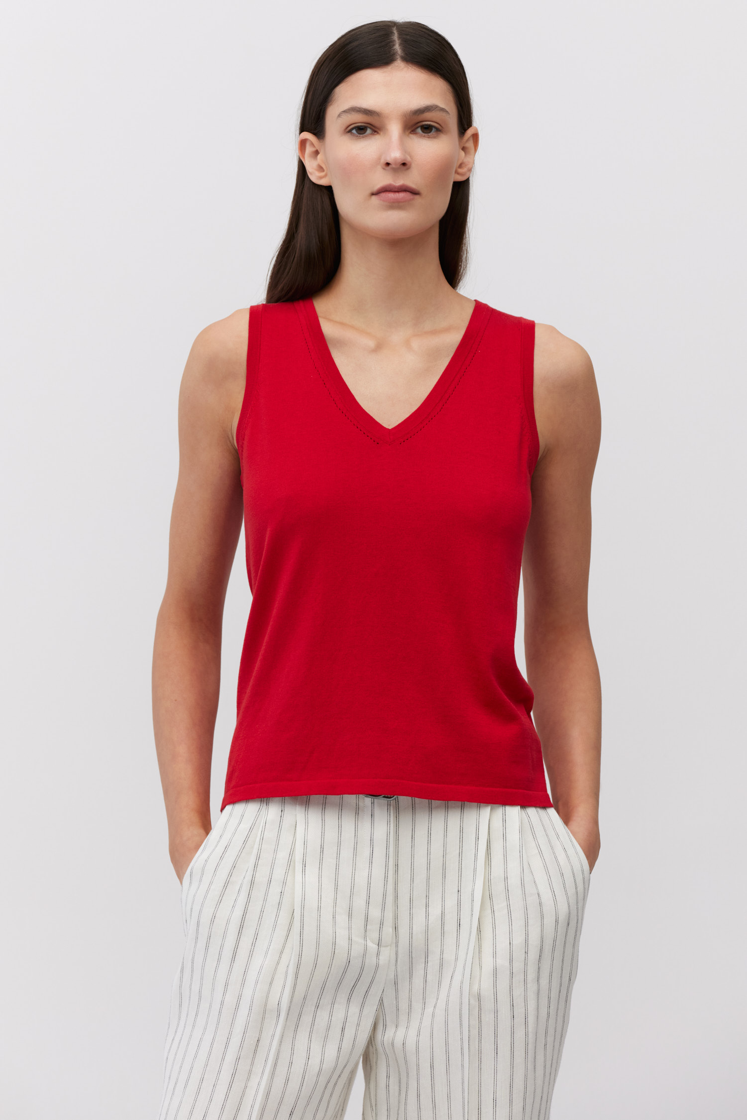 Rotes Top aus Baumwolle und Seide