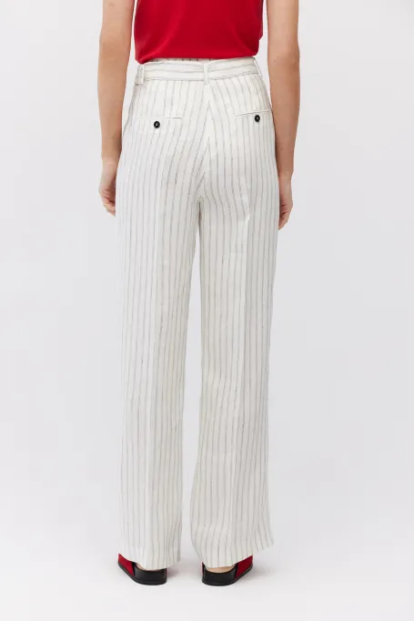 Weite Leinenhosen mit vertikalen Streifen muster