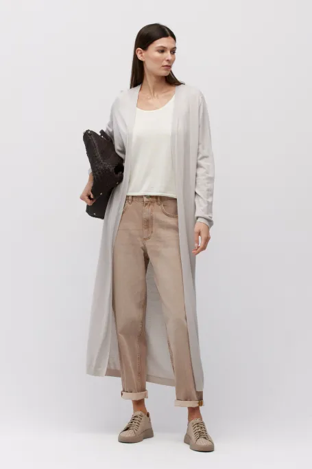 Langer grauer Wollcardigan grau